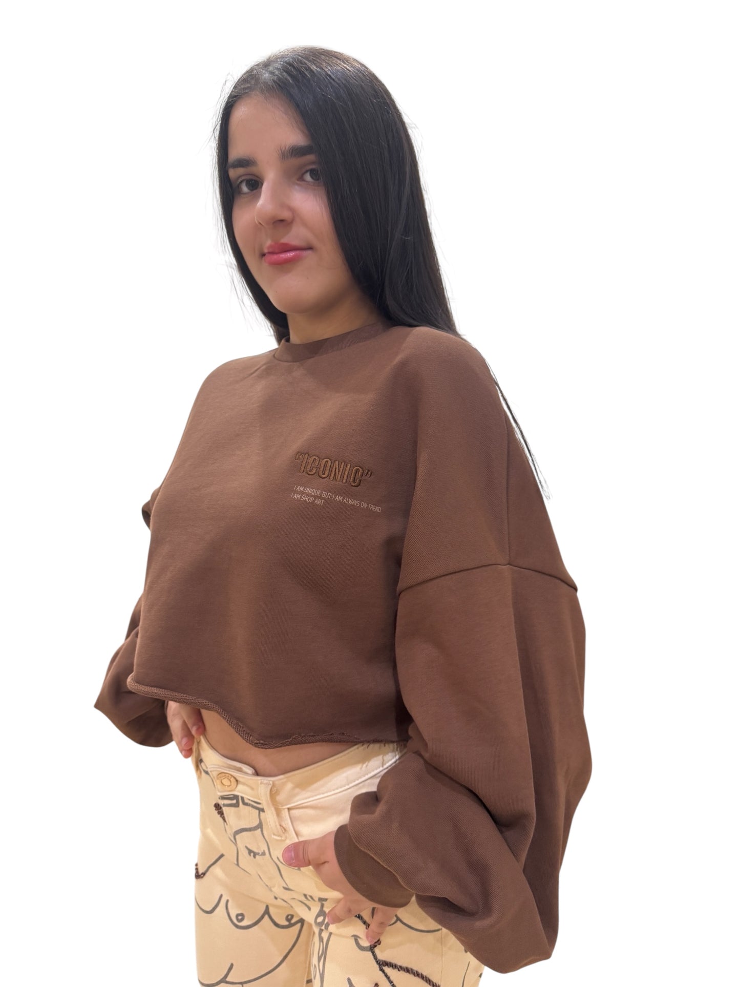 Shop-art maglia donna corta in felpa