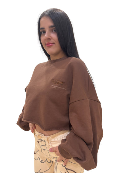 Shop-art maglia donna corta in felpa