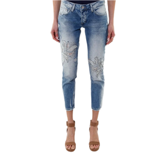 Jeans con gioielli e pizzo Fracomina
