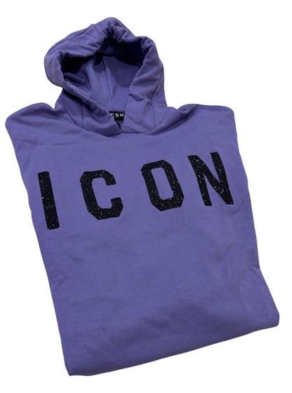 Icon maxi abito felpa con logo glitter