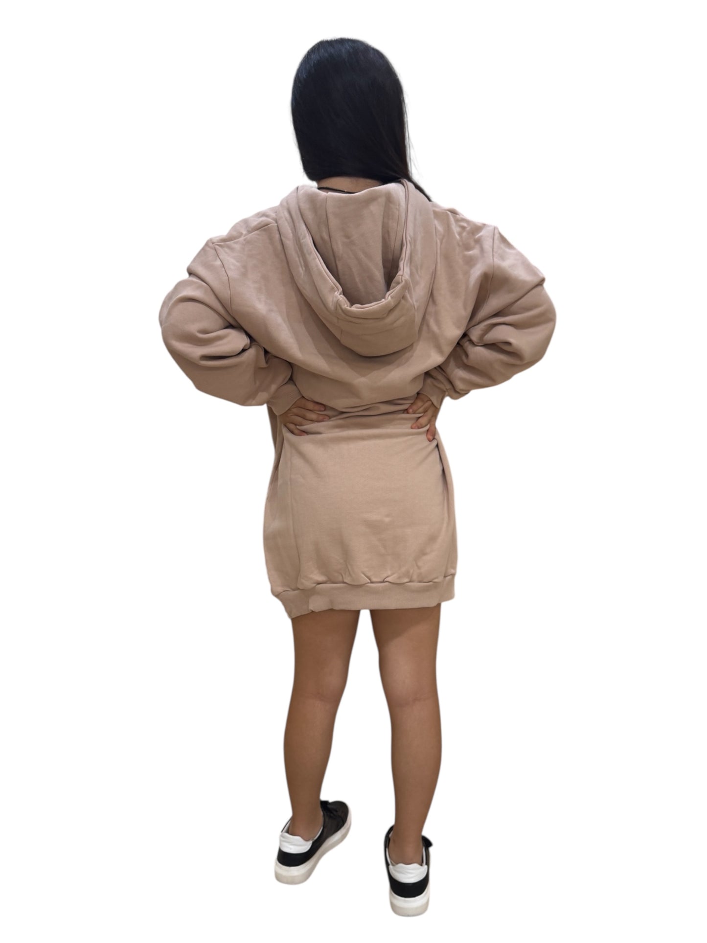 Icon maxi abito felpa avorio con logo glitter