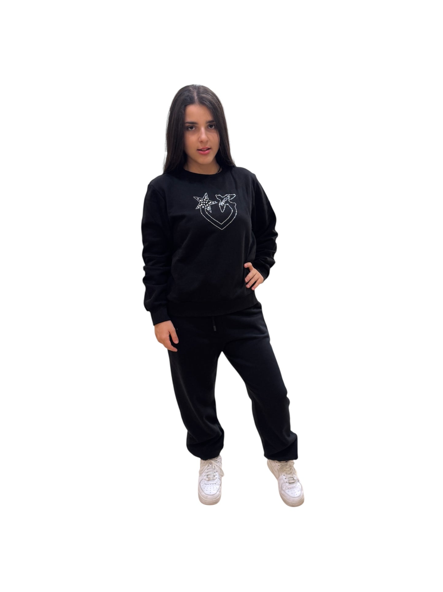 Pinko Up felpa nera con logo strass