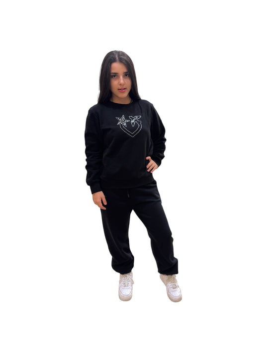 Pinko Up felpa nera con logo strass