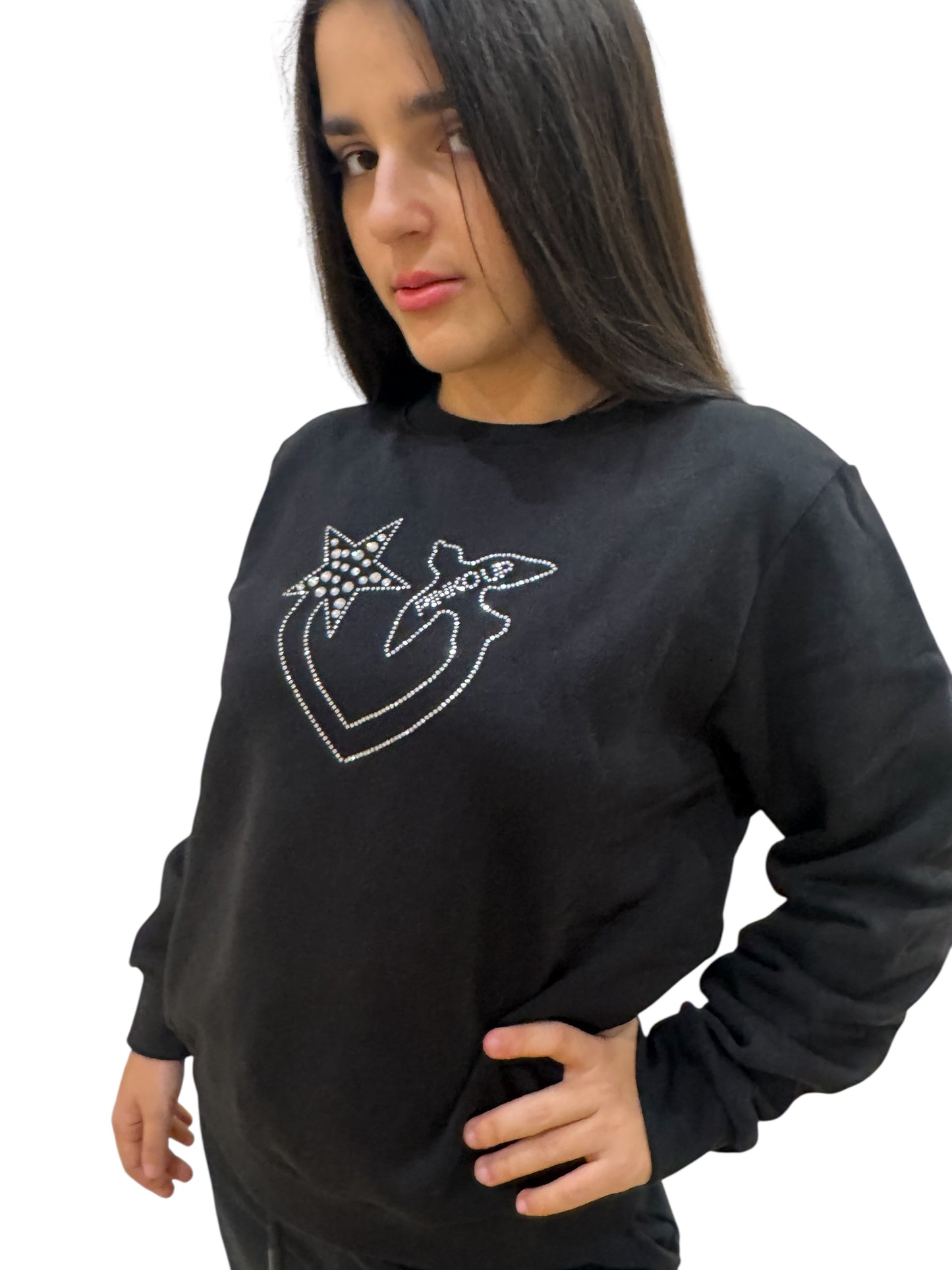Pinko Up felpa nera con logo strass