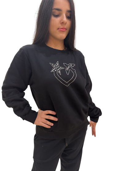 Pinko Up felpa nera con logo strass