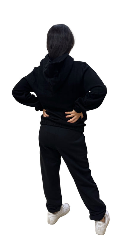 Pinko Up felpa nera elasticizzata con cappuccio e logo stampato