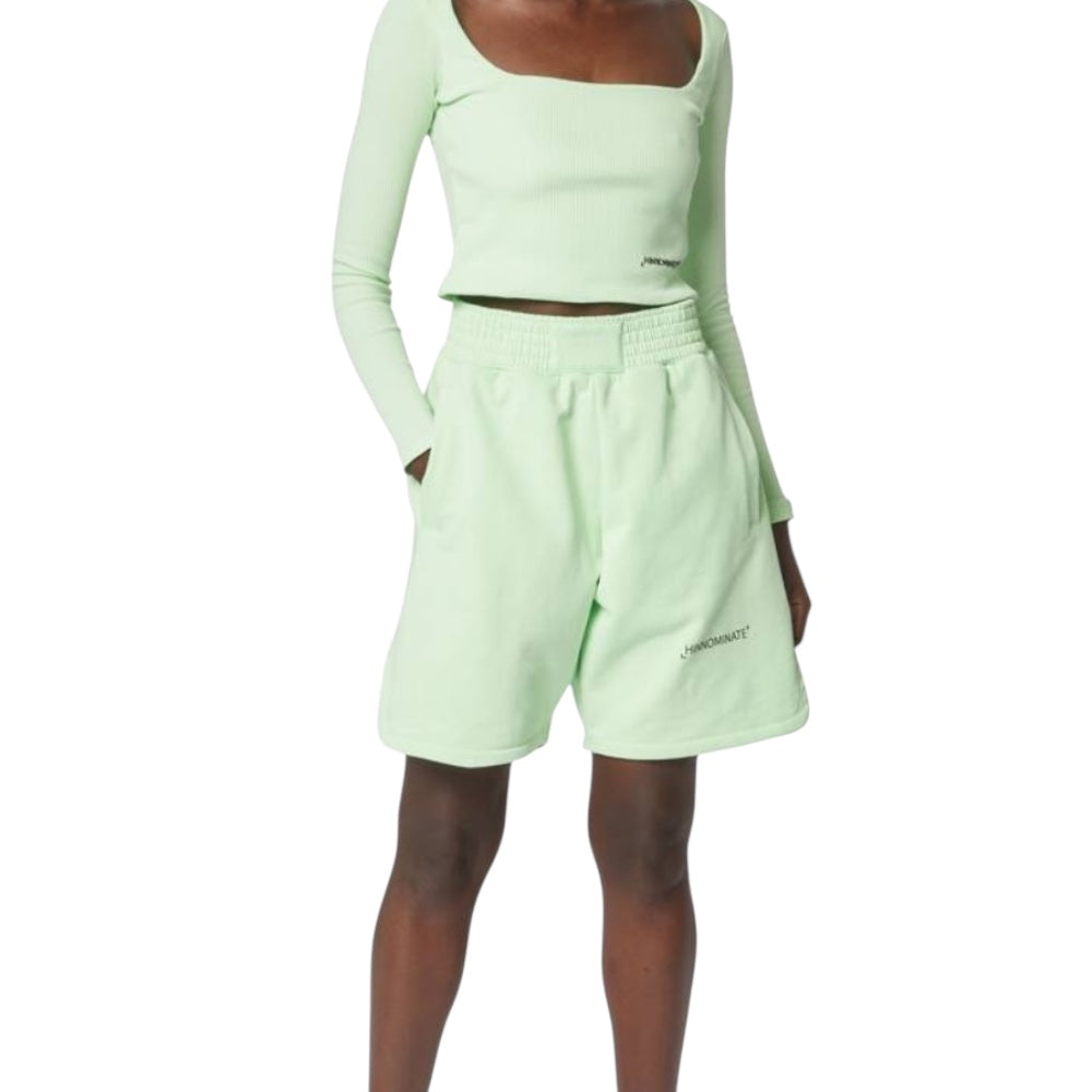 Pantaloni corti in cotone con stampa verde Hinnominate