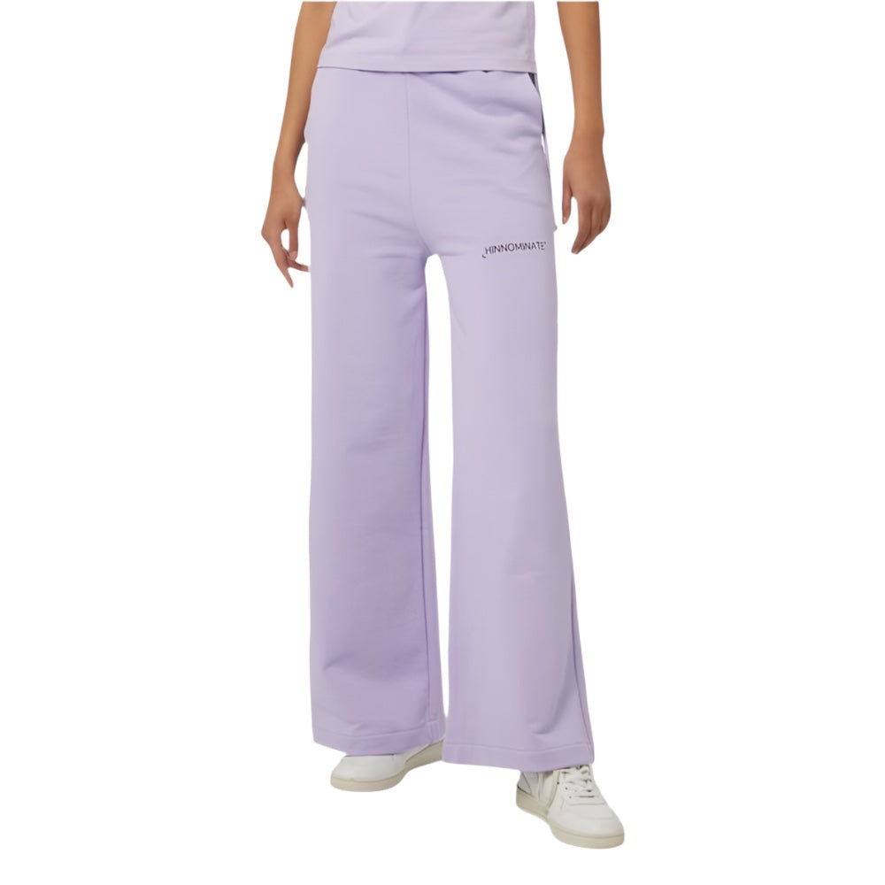 HINNOMINATE Pantalone a gamba larga e vita alta lilla